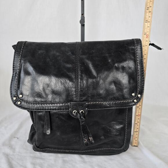 The Sak Aged Leather Shoulder Bag Black Saddle Backback Messenger Multi-Wear - Picture 12 of 16